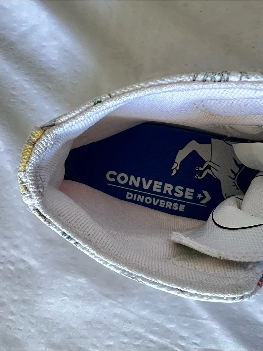 Converse Kids High-Top Sneakers in White with Blue, Green, Red and Yellow Print
